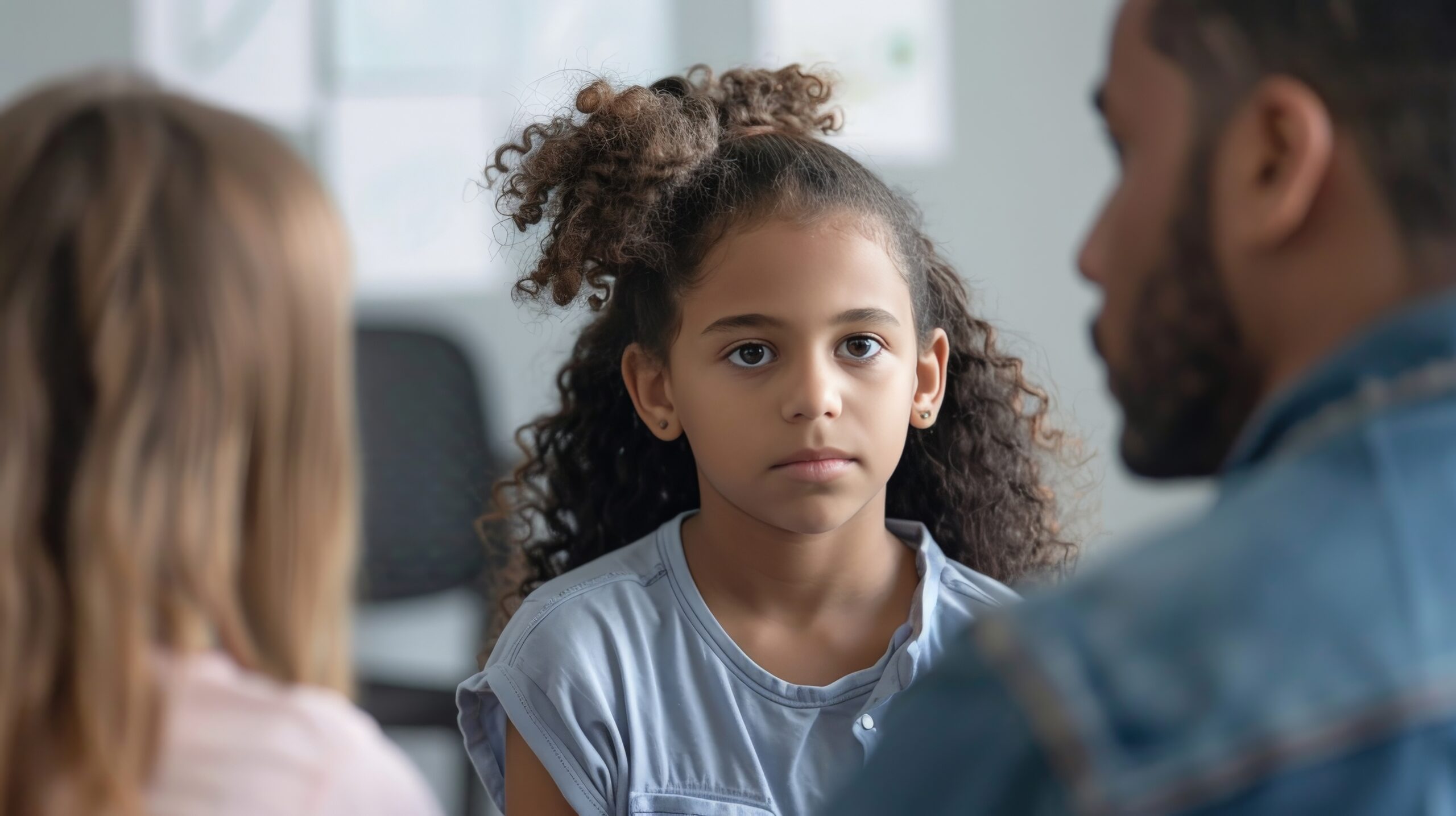 A tense exchange of children between separated parents during a custody handover